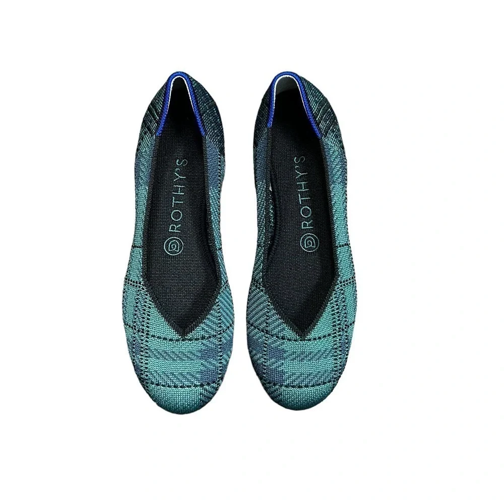 Rothy’s The flat Pine Plaid Green‎ Limited Edition Size 7.5